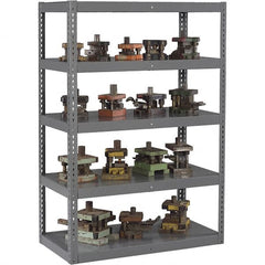 Tennsco - 5 Shelf Heavy-Duty Open Steel Shelving - 72" Wide x 96" High x 24" Deep, Medium Gray - Benchmark Tooling