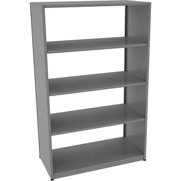 Tennsco - 5 Shelf Starter Open Steel Shelving - 48" Wide x 76" High x 24" Deep, Medium Gray - Benchmark Tooling