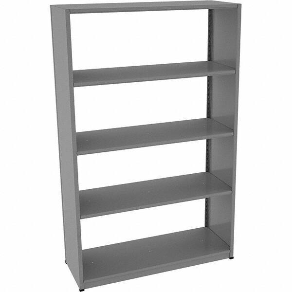 Tennsco - 5 Shelf Starter Open Steel Shelving - 48" Wide x 76" High x 18" Deep, Medium Gray - Benchmark Tooling