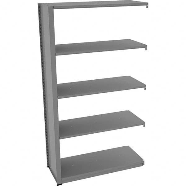 Tennsco - 5 Shelf Add-On Open Steel Shelving - 42" Wide x 76" High x 18" Deep, Medium Gray - Benchmark Tooling