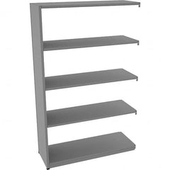 Tennsco - 5 Shelf Add-On Open Steel Shelving - 48" Wide x 76" High x 18" Deep, Medium Gray - Benchmark Tooling
