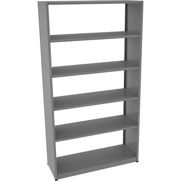 Tennsco - 6 Shelf Starter Open Steel Shelving - 48" Wide x 88" High x 18" Deep, Medium Gray - Benchmark Tooling