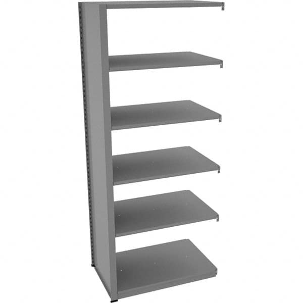 Tennsco - 6 Shelf Add-On Open Steel Shelving - 36" Wide x 88" High x 24" Deep, Medium Gray - Benchmark Tooling