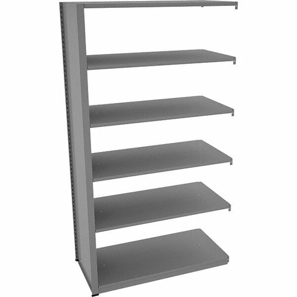 Tennsco - 6 Shelf Add-On Open Steel Shelving - 48" Wide x 88" High x 24" Deep, Medium Gray - Benchmark Tooling