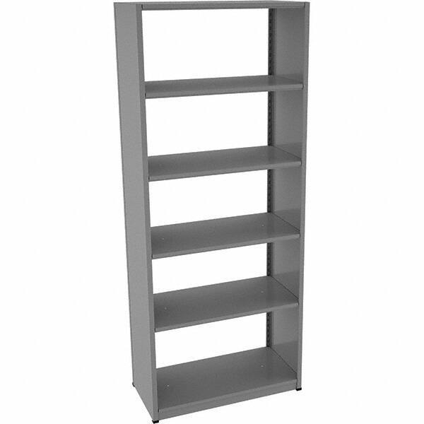 Tennsco - 6 Shelf Starter Open Steel Shelving - 36" Wide x 88" High x 18" Deep, Medium Gray - Benchmark Tooling