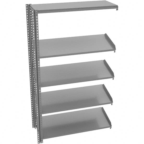 Tennsco - 5 Shelf Add-On Flat Slope Open Steel Shelving - 36" Wide x 84" High x 18" Deep, Medium Gray - Benchmark Tooling