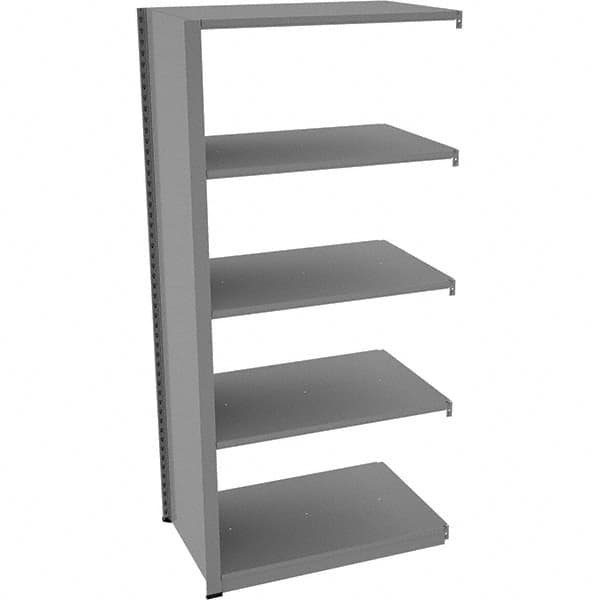 Tennsco - 5 Shelf Add-On Open Steel Shelving - 36" Wide x 76" High x 24" Deep, Medium Gray - Benchmark Tooling