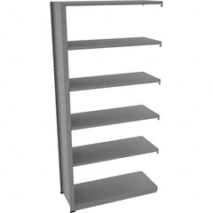 Tennsco - 6 Shelf Add-On Open Steel Shelving - 42" Wide x 88" High x 18" Deep, Medium Gray - Benchmark Tooling
