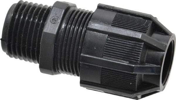 Thomas & Betts - 1/8 to 3/8" Cable Capacity, Liquidtight, Straight Strain Relief Cord Grip - 1/2 NPT Thread, 2-1/8" Long, Nylon - Benchmark Tooling