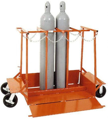Made in USA - 1,500 Lb Capacity 42" OAH Cylinder Truck - Push Handle, Steel - Benchmark Tooling