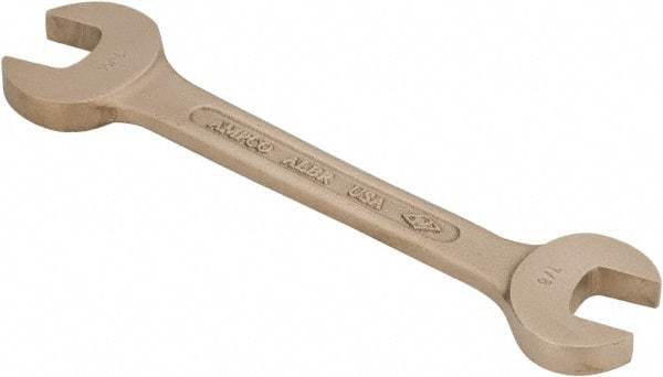 Ampco - 7/8" x 15/16" Nonsparking Open End Wrench - 9" OAL, Double End, Plain Finish, 15° Head Angle - Benchmark Tooling