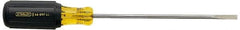 Stanley - 3/16" Blade Width, 9-3/4" OAL Cabinet Slotted Screwdriver - 6" Blade Length, Round Shank, Acetate with Rubber Grip Handle - Benchmark Tooling