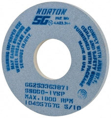 Norton - 14" Diam x 5" Hole x 1" Thick, I Hardness, 60 Grit Surface Grinding Wheel - Ceramic, Type 1, Medium Grade, 1,800 Max RPM, Vitrified Bond, No Recess - Benchmark Tooling