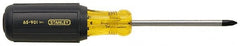 Stanley - #2, 8-1/2" OAL, Standard Phillips Screwdriver - 4" Blade Length, Round Shank, Acetate with Rubber Grip Handle - Benchmark Tooling