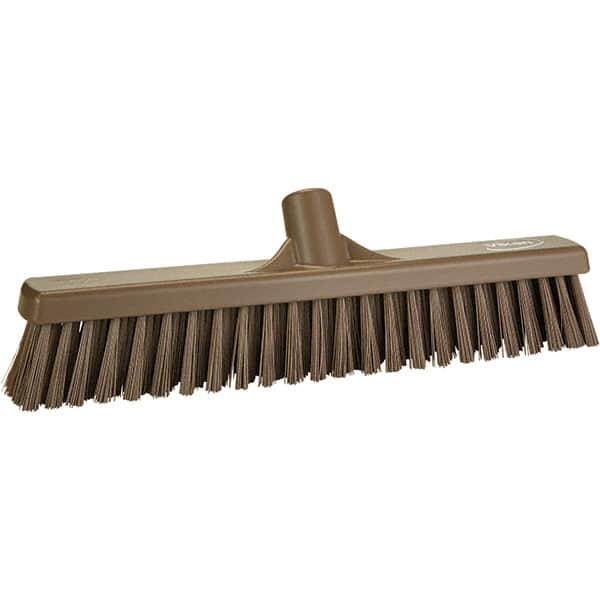 Vikan - 16" Fine Particle Polyester Push Broom - 2" Bristle Length, Plastic Block, European Threaded Handle Connection, Handle Sold Separately - Benchmark Tooling