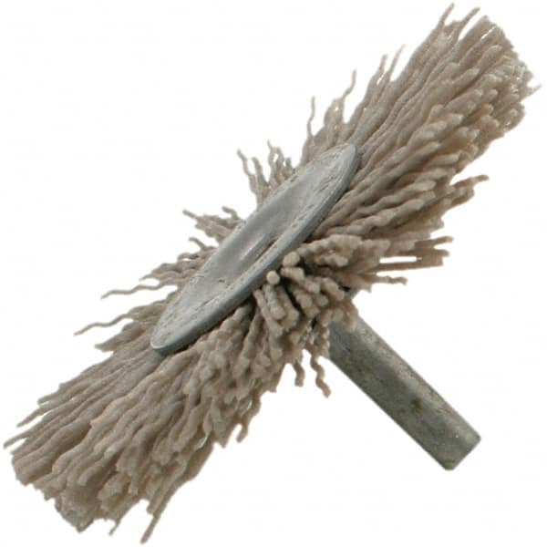 Brush Research Mfg. - 1-1/4" OD, Crimped Abrasive Nylon Wheel Brush - 7/16" Face Width, 1/8" Trim Length, 25,000 RPM - Benchmark Tooling