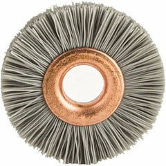 Brush Research Mfg. - 1" OD, 3/8" Arbor Hole, Crimped Abrasive Nylon Wheel Brush - 1/4" Face Width, 1/8" Trim Length, 20,000 RPM - Benchmark Tooling