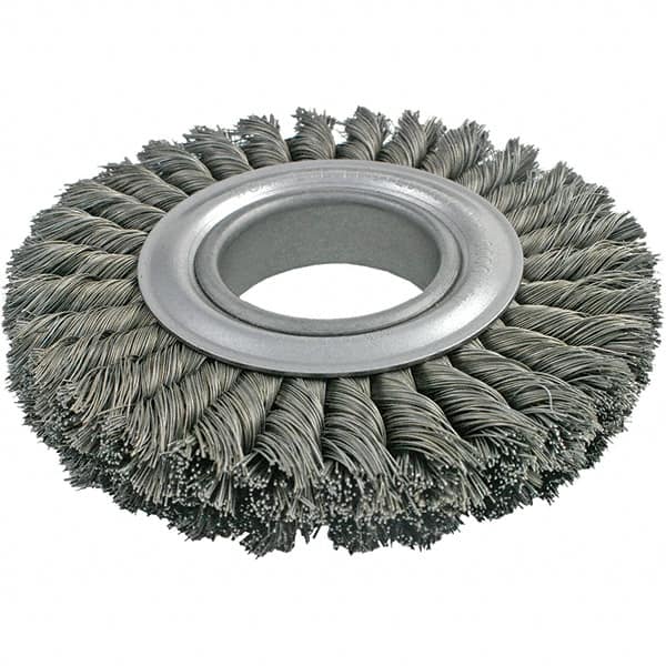 Brush Research Mfg. - 10" OD, 2" Arbor Hole, Crimped Carbon Wheel Brush - 1-3/8" Face Width, 2-1/4" Trim Length, 4,500 RPM - Benchmark Tooling