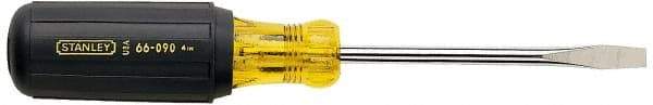 Stanley - 3/8" Blade Width, 13-3/8" OAL Standard Slotted Screwdriver - 8" Blade Length, Round Shank, Acetate with Rubber Grip Handle - Benchmark Tooling