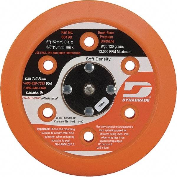 Dynabrade - 6" Diam Disc Backing Vacuum Replacement Pad - Soft Density, 13,000 RPM - Benchmark Tooling