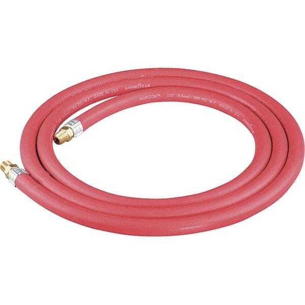 Dynabrade - 3/8" ID x 11/16" OD 8' Long Hose - Male/Male Ends, 90 Working psi, 1/4" Fitting, Red - Benchmark Tooling