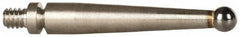 Mitutoyo - 2mm Ball Diam, Carbide, Ball Test Indicator Contact Point - 0.74" Contact Point Length, Use with Mitutoyo 513 Series Dial Test Indicators - Benchmark Tooling
