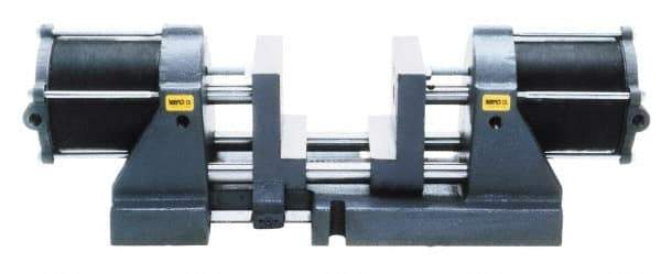 Heinrich - 4" Jaw Width, 3-1/4" Max Jaw Opening, 2" Throat Depth, Air Self Centering Vise - 1-1/8" Stroke Length, 20-1/2" OAL x 6-1/4" OAW x 6-1/8" OAH - Benchmark Tooling