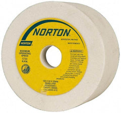 Norton - 4" Diam, 20mm Hole Size, 2" Overall Thickness, 80 Grit, Type 6 Tool & Cutter Grinding Wheel - Medium Grade, Aluminum Oxide, J Hardness, Vitrified Bond, 5,730 RPM - Benchmark Tooling