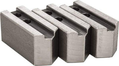 H & R Manufacturing - 1.5mm x 60° Serrated Attachment, Square Soft Lathe Chuck Jaw - 3 Jaws, Steel, 0.787" Btw Mount Hole Ctrs, 3-1/8" Long x 1-1/4" Wide x 1-1/2" High, 0.472" Groove, 10mm Fastener - Benchmark Tooling