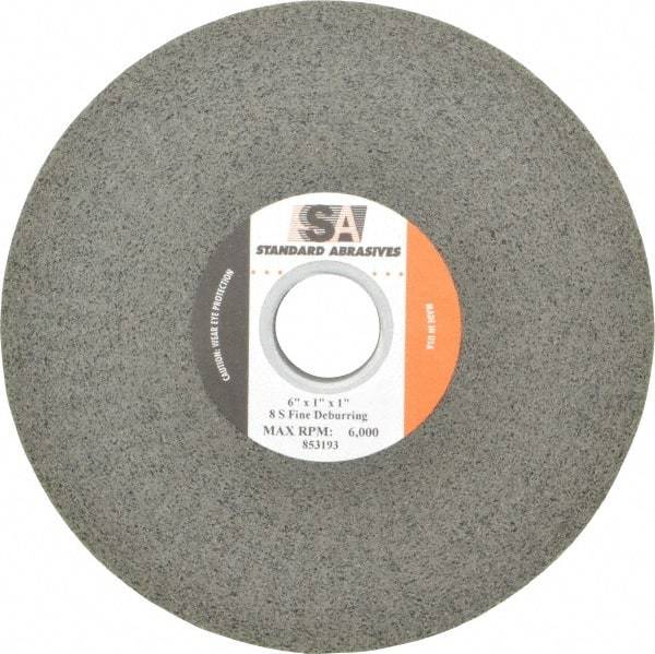 Standard Abrasives - 6" Diam, 1" Face Width, 1" Center Hole, Fine Grade, Silicon Carbide Deburring Wheel - Convolute, Medium Density 8 Grade, 6,000 RPM - Benchmark Tooling