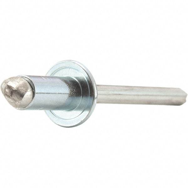 STANLEY Engineered Fastening - Size 4 Dome Head Stainless Steel Open End Blind Rivet - Stainless Steel Mandrel, 0.063" to 1/8" Grip, 1/8" Head Diam, 0.129" to 0.133" Hole Diam, 0.077" Body Diam - Benchmark Tooling