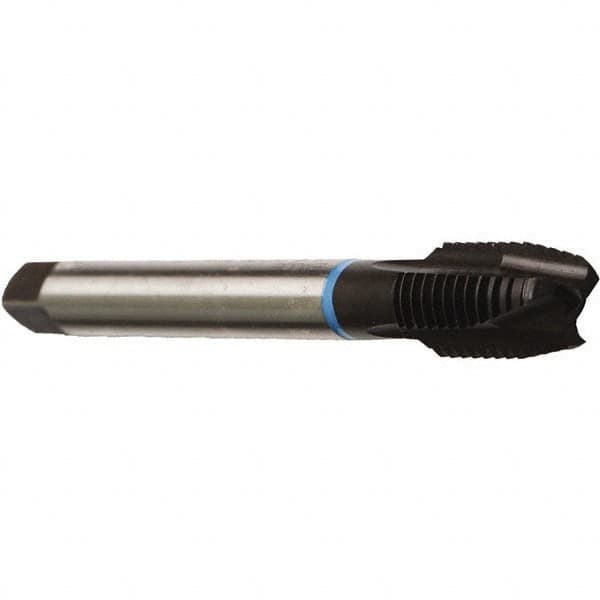 Emuge - M12x1.50 Metric Fine, 3 Flute, Nitride Finish, Cobalt Spiral Point Tap - Plug Chamfer, Right Hand Thread, 100mm OAL, 22mm Thread Length, 9mm Shank Diam, 6G Class of Fit, Series Rekord B - Exact Industrial Supply