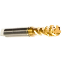 Emuge - 3/8-16 UNC 3 Flute 3B Bottoming Spiral Flute Tap - Cobalt, TiN Finish, 2-15/16" OAL, Right Hand Flute, Right Hand Thread, Series Enorm - Exact Industrial Supply