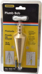 General - 5-3/4 Inch Long, 1-1/2 Inch Diameter Brass Plumb Bob - 16 Ounce, Has Replacable Tip - Benchmark Tooling