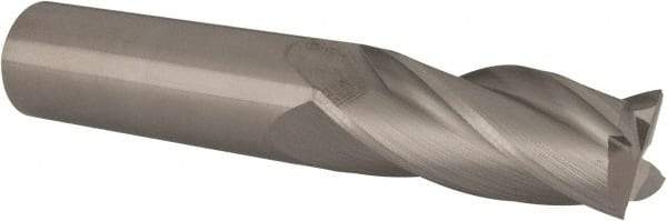 Made in USA - 5/8", 1-1/2" LOC, 5/8" Shank Diam, 3-1/2" OAL, 4 Flute, Solid Carbide Square End Mill - Single End, Uncoated, Spiral Flute, 30° Helix, Centercutting, Right Hand Cut, Right Hand Flute - Benchmark Tooling