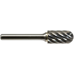 Burrs; Head Material: Solid Carbide; Head Shape: Cylinder with Radius; Tooth Style: Steel Cut; Shank Diameter (Decimal Inch): 1/4; Length of Cut (Inch): 3/4; Overall Length (Inch): 6-3/4; Head Length (Decimal Inch): 0.7500; Head Coating: None; Head Length