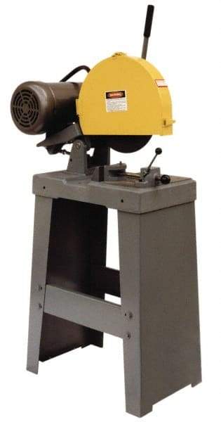 Kalamazoo - 14" Blade Diam, 1" Arbor Hole, Straight Chop & Cutoff Saw - 3 Phase, 4,400 RPM, 5 hp, 220/440 Volts, 2-1/2" in Solids at 90°, 3" in Pipe at 90° - Benchmark Tooling