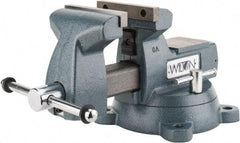 Wilton - 6" Jaw Width x 5-3/4" Jaw Opening Capacity, 4-1/8" Throat Depth, Bench & Pipe Combination Vise - 1/4 to 3-1/2" Pipe Capacity, Swivel Base, Bolt Down Attachment, Ductile Iron - Benchmark Tooling