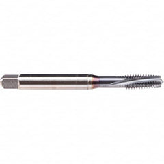 Spiral Point Tap: #8-36, UNF, 3 Flutes, Plug, 3B, Cobalt, TiCN Finish Right Hand, H2, Series BU309611