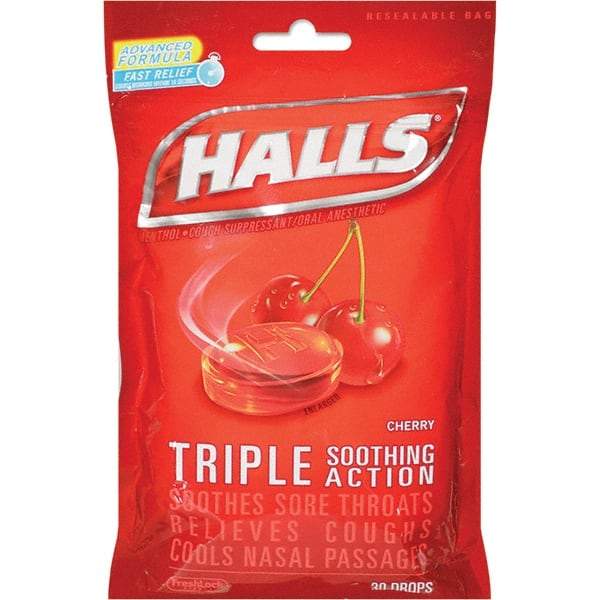 HALLS - Cherry Flavor Cough Drop Lozenges - Sore Throat Relief - Benchmark Tooling