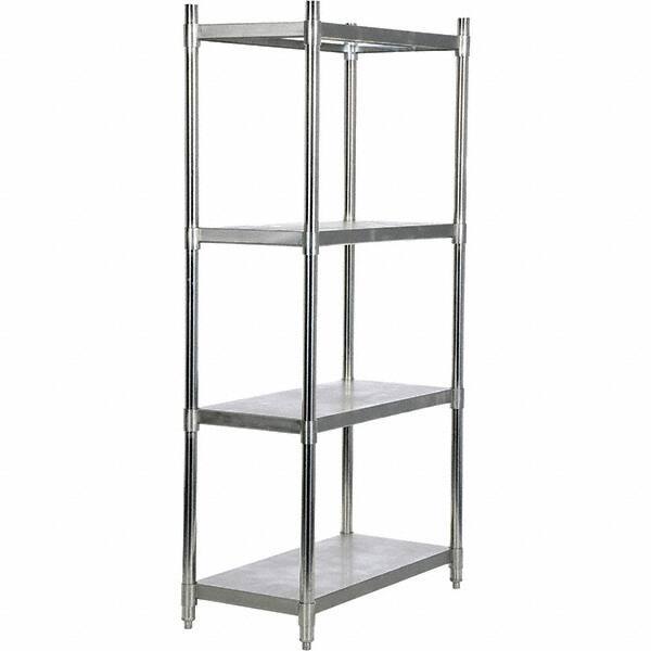 Vestil - 4 Shelf Steel Shelving - 600 Lb Capacity, 18" Wide x 36" High x 74" Deep, Stainless Steel - Benchmark Tooling