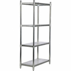 Vestil - 4 Shelf Steel Shelving - 600 Lb Capacity, 18" Wide x 36" High x 74" Deep, Stainless Steel - Benchmark Tooling