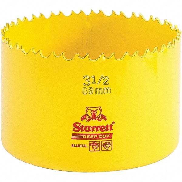 Starrett - 3-1/2" Diam, 2" Cutting Depth, Hole Saw - High Speed Steel Saw, Toothed Edge - Benchmark Tooling