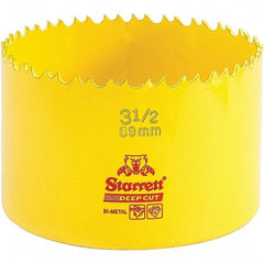Starrett - 3-1/2" Diam, 2" Cutting Depth, Hole Saw - High Speed Steel Saw, Toothed Edge - Benchmark Tooling