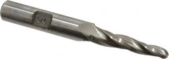 Made in USA - 3° Taper Angle per Side, 3/16" Small End Diam, 1-1/4" LOC, High Speed Steel 3 Flute Tapered Ball End Mill - 3-1/8" OAL, 3/8" Shank Diam - Benchmark Tooling