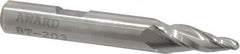 Made in USA - 10° Taper Angle per Side, 1/8" Small End Diam, 3/4" LOC, High Speed Steel 3 Flute Tapered Ball End Mill - 2-1/2" OAL, 3/8" Shank Diam - Benchmark Tooling