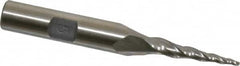 Made in USA - 5° Taper Angle per Side, 1/16" Small End Diam, 1" LOC, High Speed Steel 3 Flute Tapered Ball End Mill - 2-7/8" OAL, 3/8" Shank Diam - Benchmark Tooling