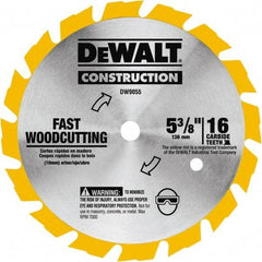 DeWALT - 5-3/8" Diam, 0.3937" Arbor Hole Diam, 16 Tooth Wet & Dry Cut Saw Blade - Tungsten Carbide-Tipped, Fast Cutting Action, Diamond Arbor - Benchmark Tooling