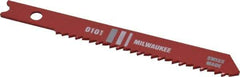 Milwaukee Tool - 2-3/4" Long, 14 Teeth per Inch, High Speed Steel Jig Saw Blade - Toothed Edge, 0.2813" Wide x 0.059" Thick, U-Shank - Benchmark Tooling