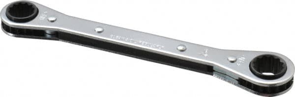 Proto - 1/2" x 9/16" 12 Point Ratcheting Box Wrench - Double End, 1-5/8" Head Diam x 1/2" Head Thickness, 6-3/4" OAL, Steel, Chrome Finish - Benchmark Tooling
